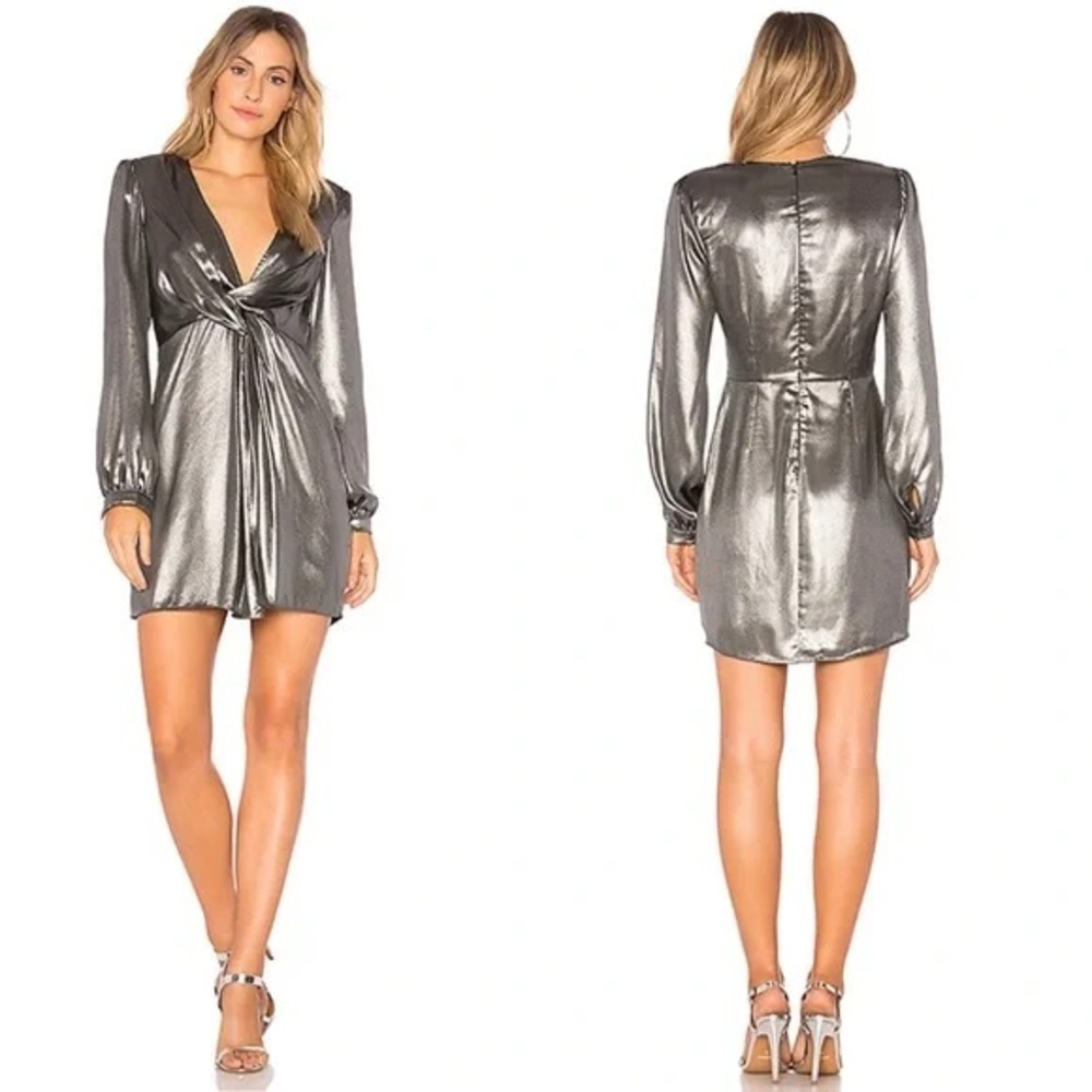 Astr The Label Metallic Dominique Gunmetal Mini Dress Size S